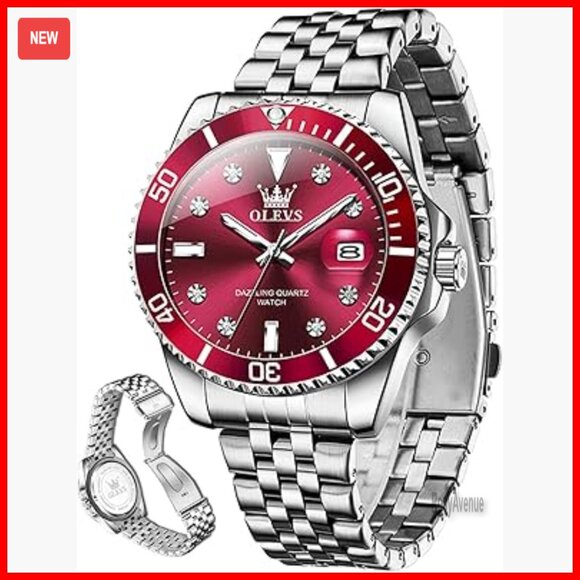 Men's Stainless Steel Quartz Dress Watch with Date Display Waterproof Luminous